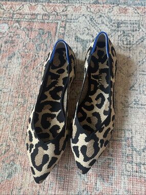 Rothy’s Women's Leopard Print Pointed Toe Flats - Black and Beige